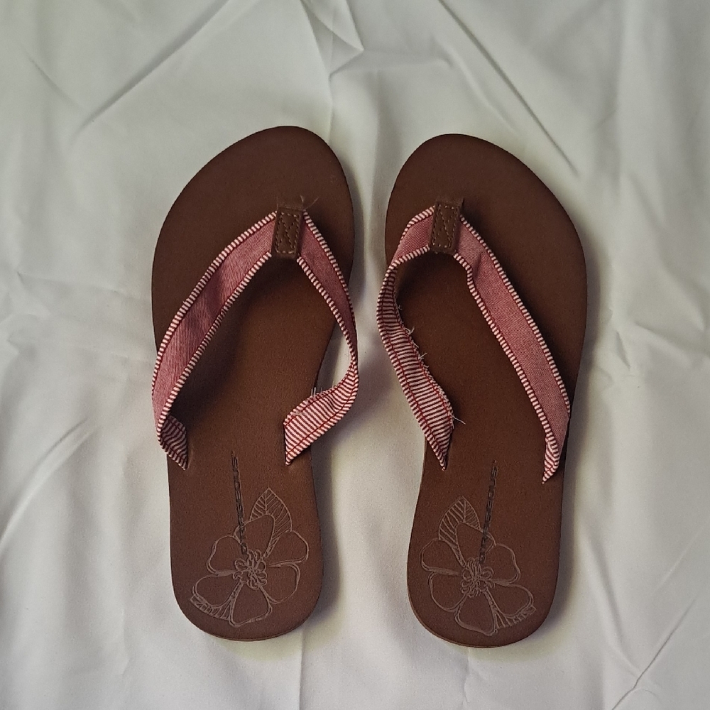 Brown and Pink Floral Sandals